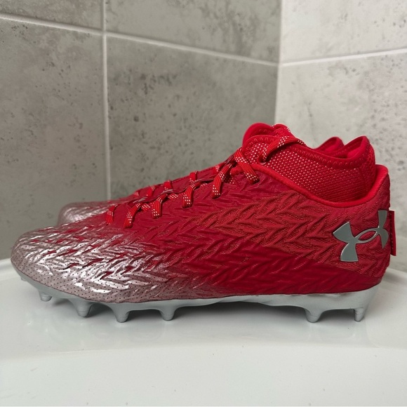 Under Armour Red and Silver Cleats Size 10 Men - Picture 7 of 13